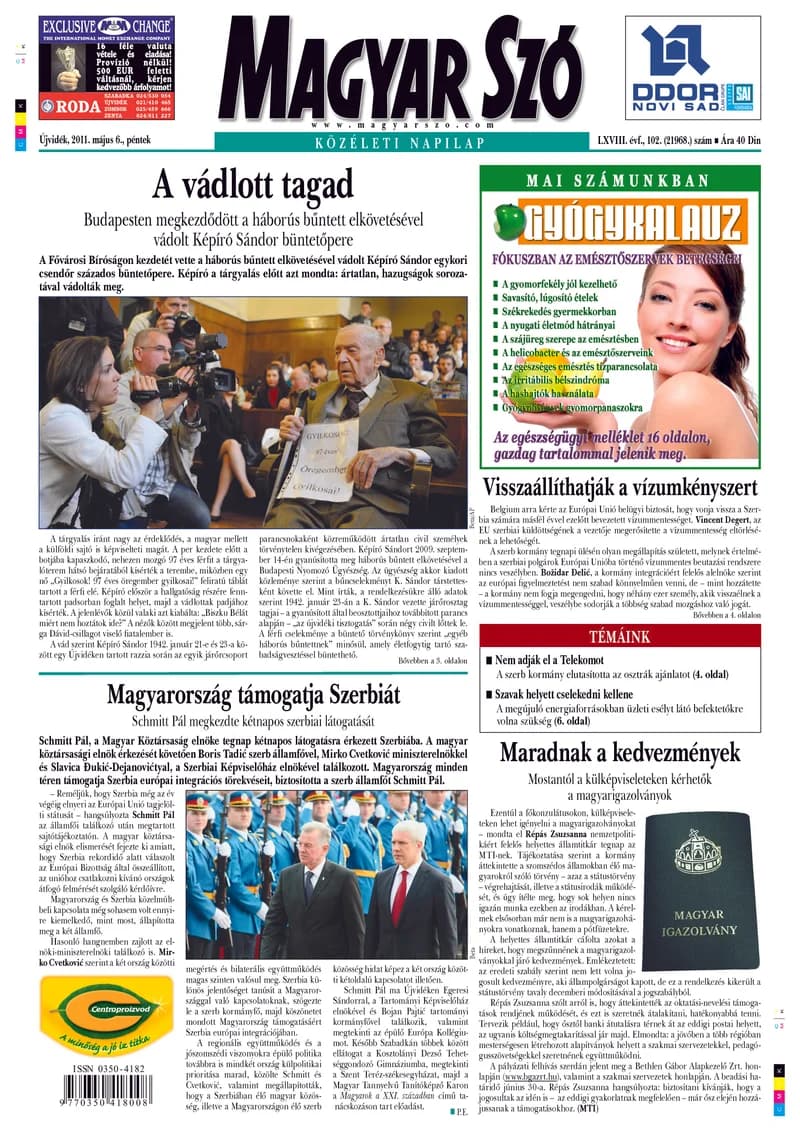 Magyar Szó, 68. évf. 2011. május 6. 102. sz. 1–20. oldal