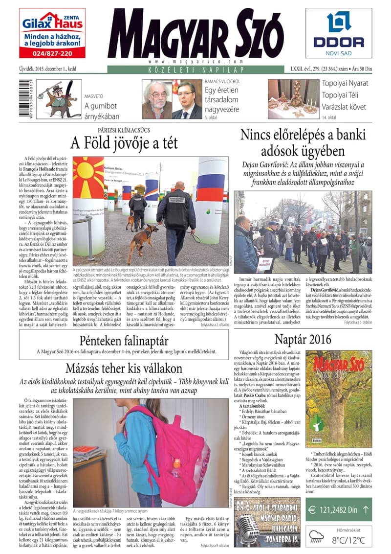 Magyar Szó, 72. évf. 2015. december 1. 279. sz. 1–20. oldal