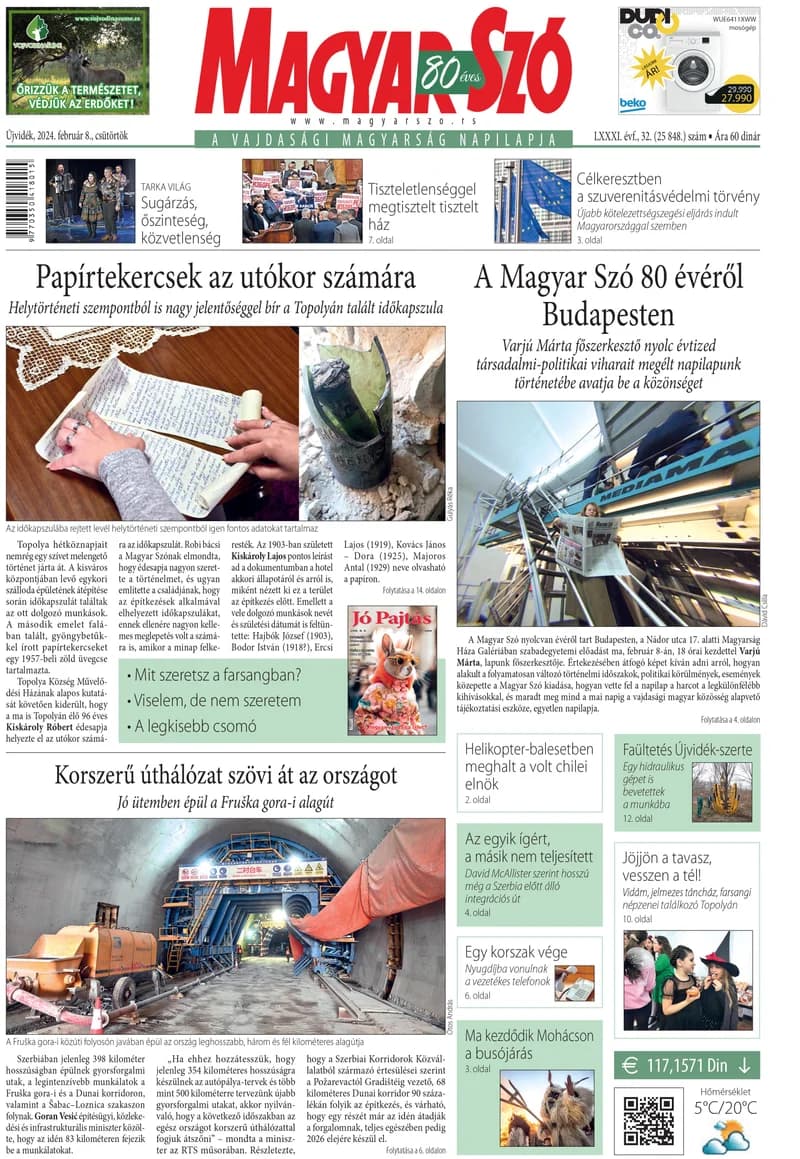 Magyar Szó, 81. évf. 2024. február 8. 32. sz. 1–20. oldal