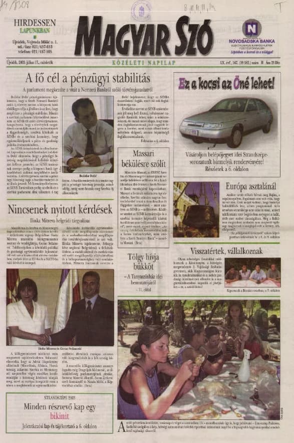 Magyar Szó, 60. évf. 2003. július 17. 167. sz. 1–16. oldal