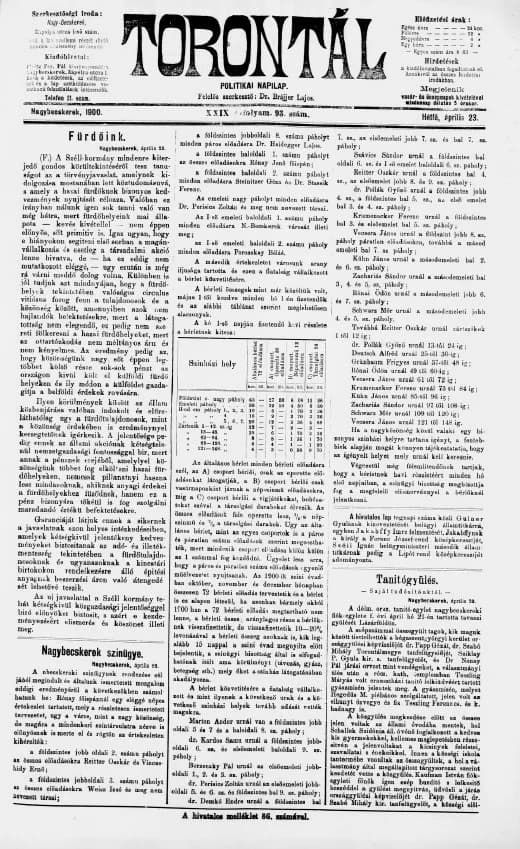 Torontál, 29. évf. 1900. április 23. 93. sz.