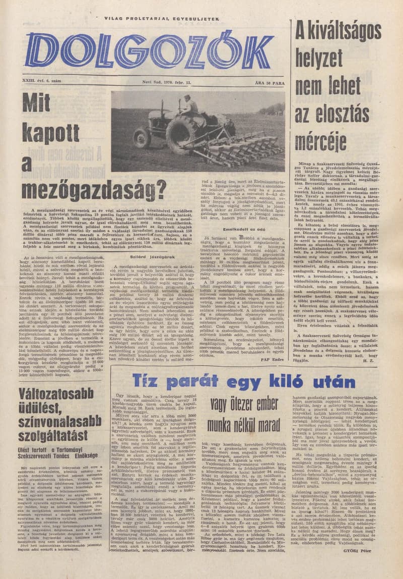 Dolgozók, 24. évf. 1970. február 13. 6. sz.