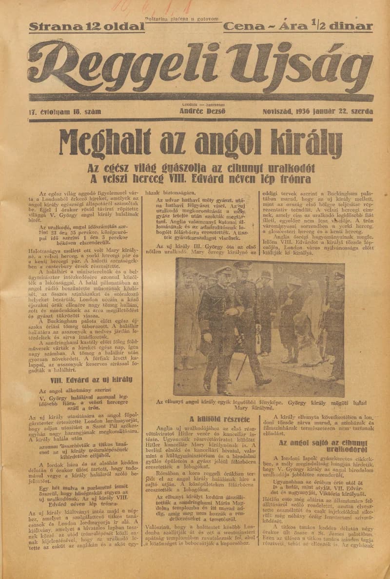 Reggeli Újság, 17. évf. 1938. január 22. 18. sz.