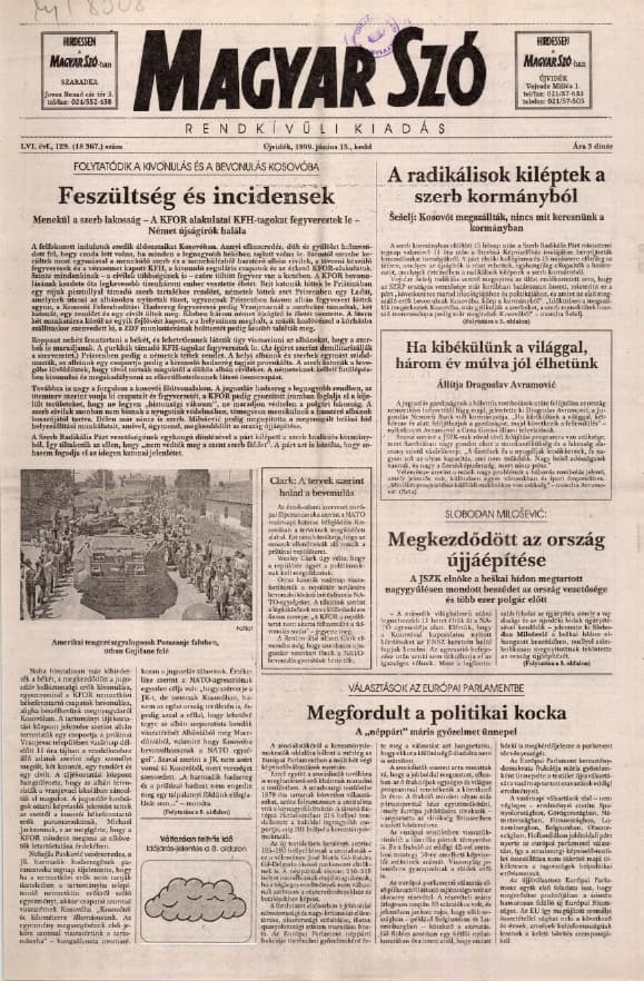 Magyar Szó, 56. évf. 1999. június 15. 129. sz. 1–8. oldal