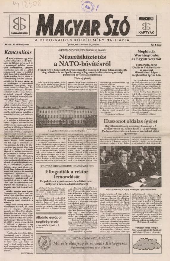 Magyar Szó, 54. évf. 1997. március 21. 67. sz. 1–16. oldal