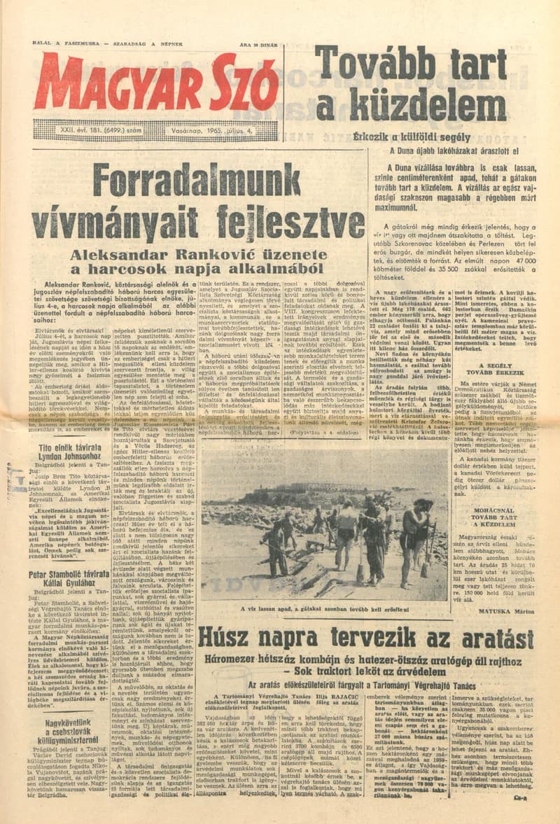 Magyar Szó, 22. évf. 1965. július 4. 181. sz. 1–24. oldal