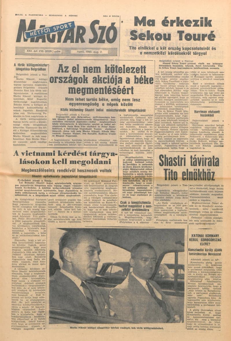 Magyar Szó, 22. évf. 1965. augusztus 2. 210. sz. 1–12. oldal