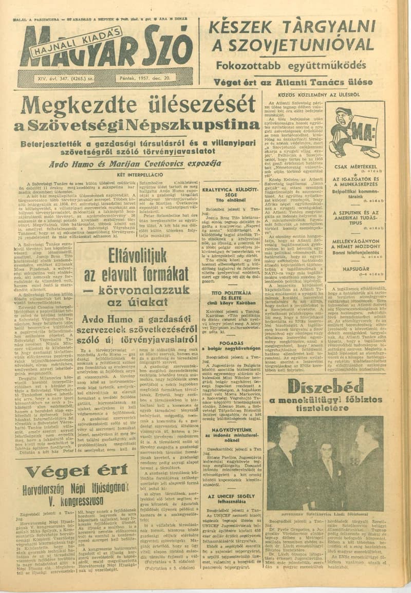 Magyar Szó, 14. évf. 1957. december 20. 347. sz. 1–16. oldal