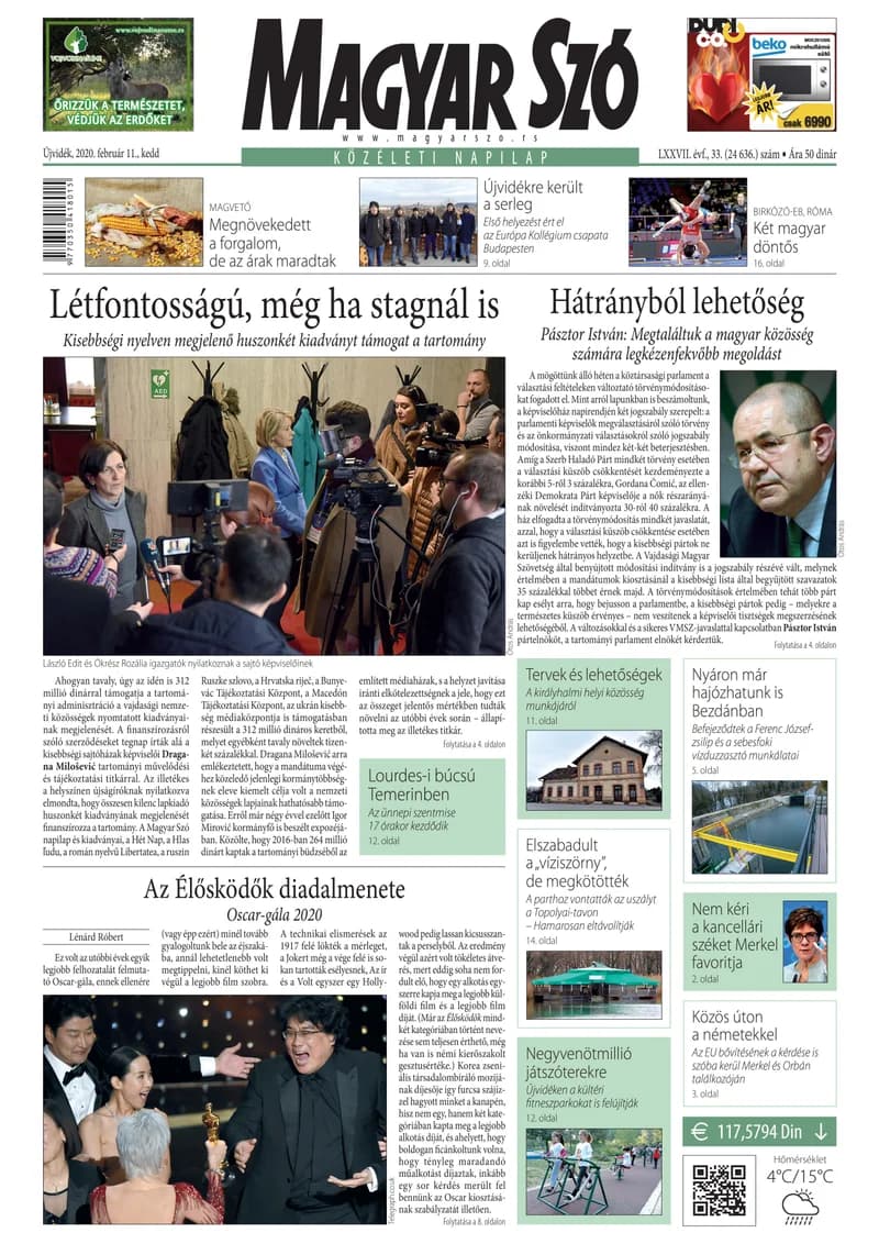Magyar Szó, 77. évf. 2020. február 11. 33. sz. 1–20. oldal