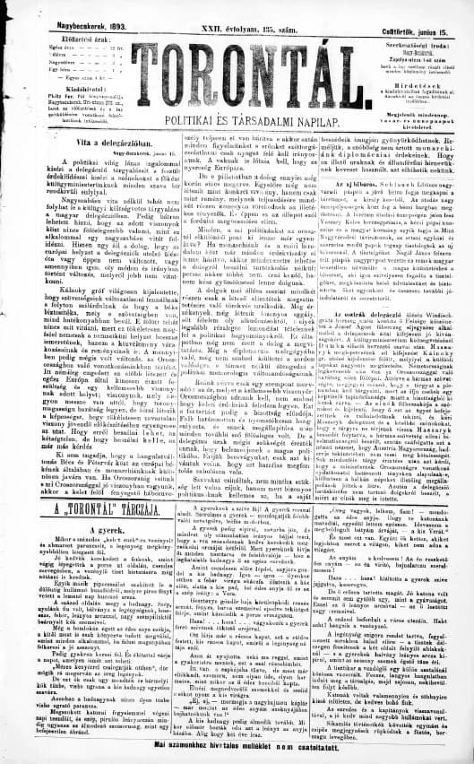 Torontál, 22. évf. 1893. június 15. 135. sz.
