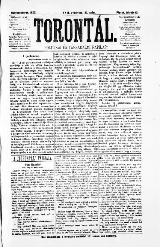 Torontál, 22. évf. 1893. február 10. 33. sz.