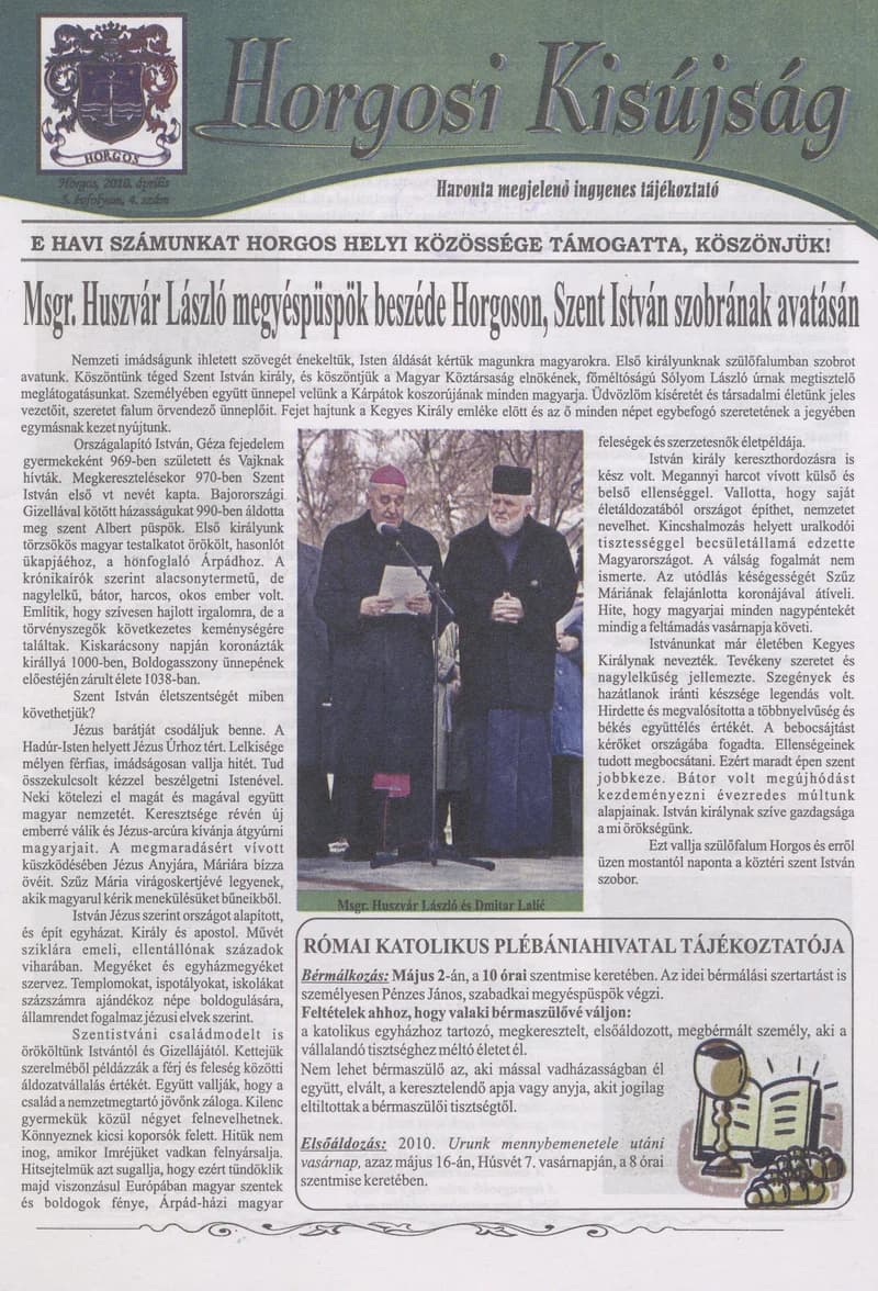 Horgosi Kisújság, 5. évf. 2010. április. 4. sz.