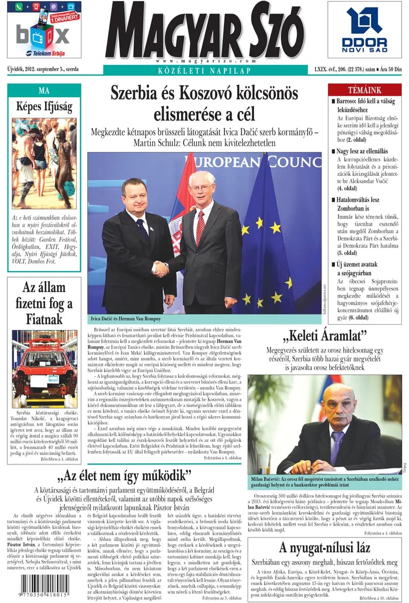 Magyar Szó, 69. évf. 2012. szeptember 5. 206. sz. 1–20. oldal