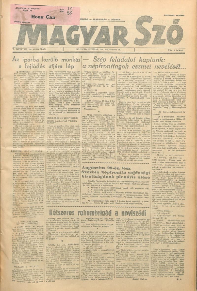 Magyar Szó, 5. évf. 1948. augusztus 28. 206. sz. 1–4. oldal