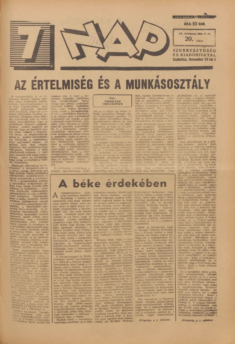 7 Nap, 9. évf. 1954. május 16. 20. sz. 1–16. oldal