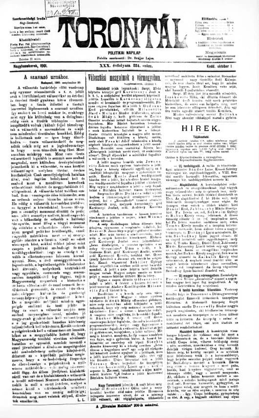 Torontál, 30. évf. 1901. október 1. 224. sz.