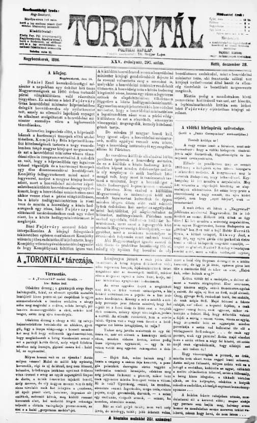 Torontál, 25. évf. 1896. december 28. 297. sz.