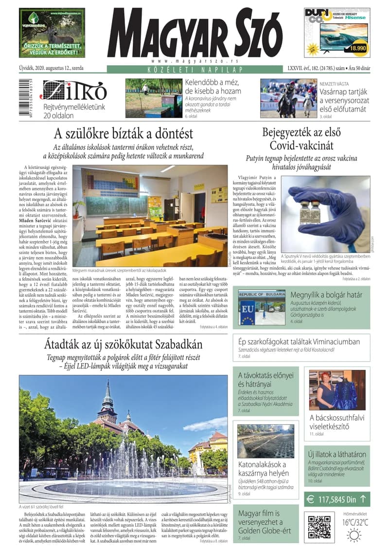 Magyar Szó, 77. évf. 2020. augusztus 12. 182. sz. 1–16. oldal