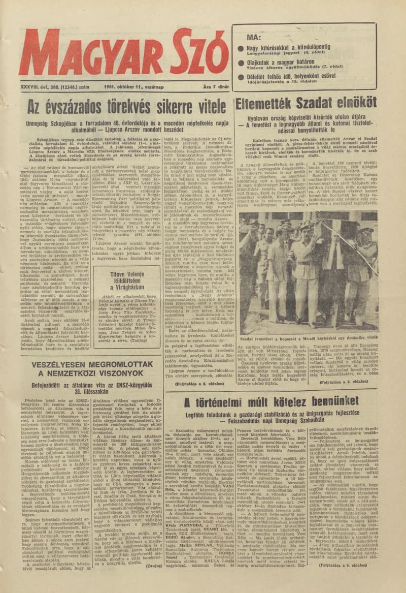 Magyar Szó, 38. évf. 1981. október 11. 280. sz.