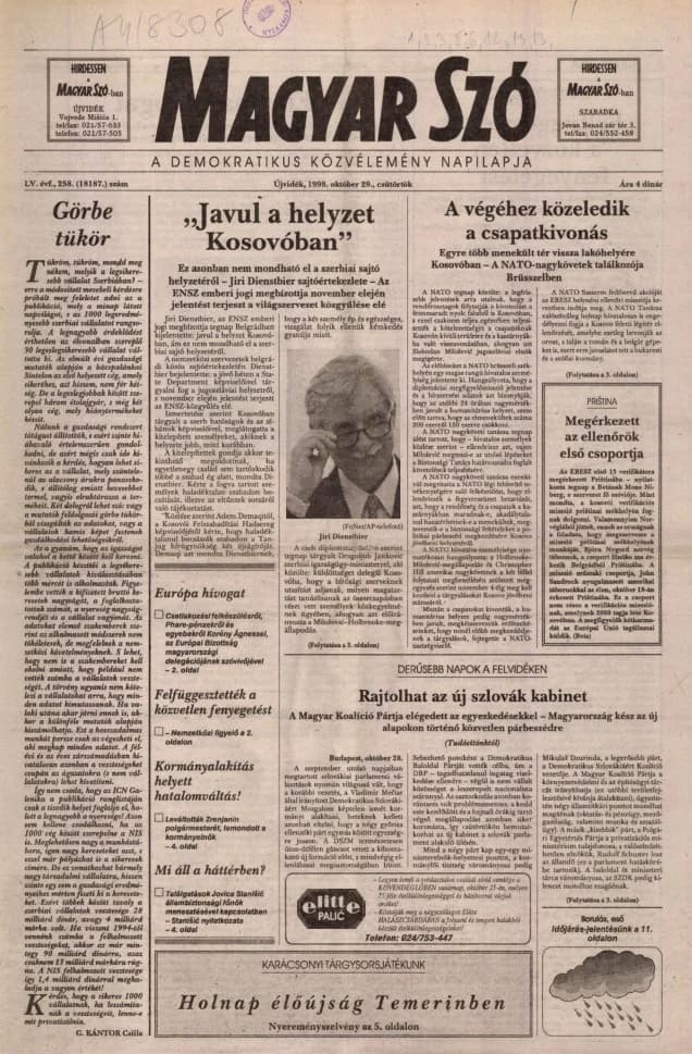 Magyar Szó, 55. évf. 1998. október 29. 258. sz. 1–16. oldal
