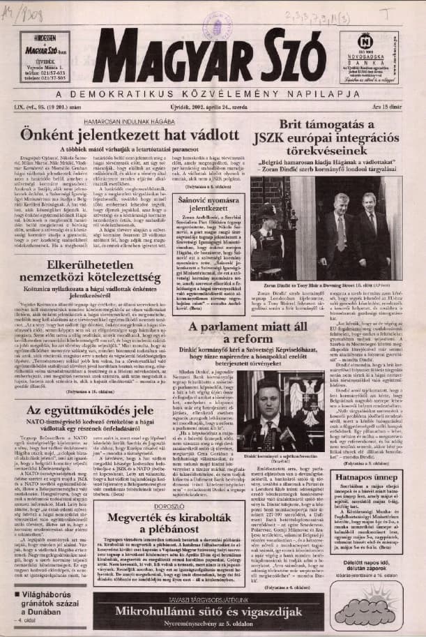 Magyar Szó, 59. évf. 2002. április 24. 95. sz. 1–16. oldal
