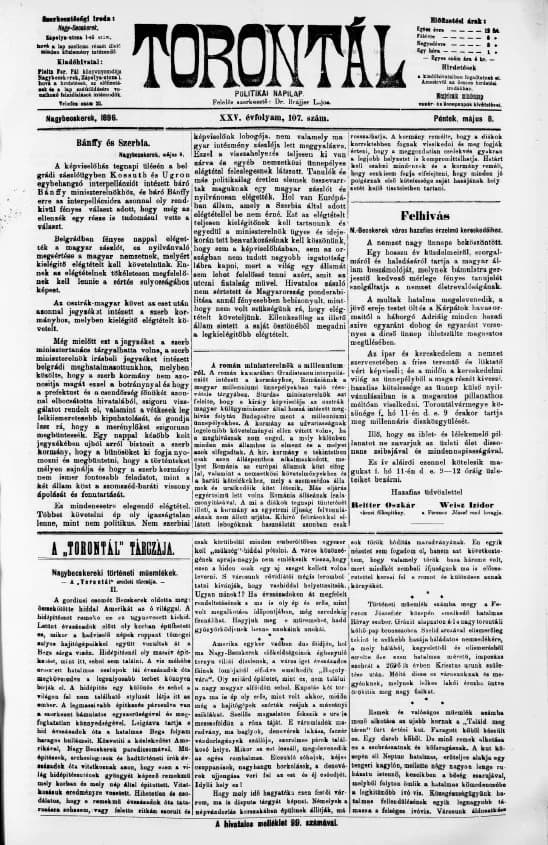 Torontál, 25. évf. 1896. május 8. 107. sz.
