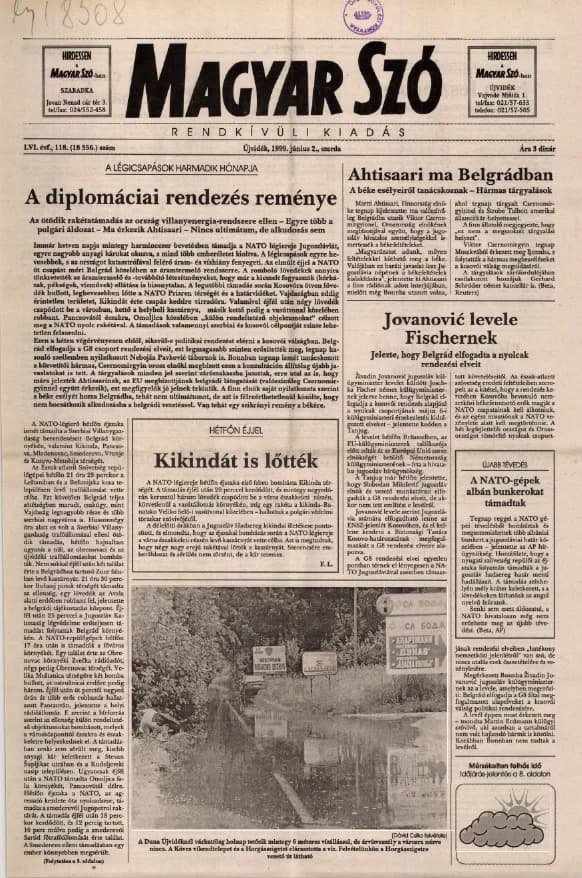 Magyar Szó, 56. évf. 1999. június 2. 118. sz. 1–8. oldal