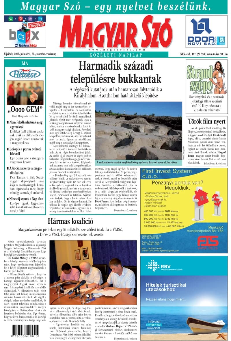 Magyar Szó, 69. évf. 2012. július 21. – 22. 167. sz. 1–44. oldal