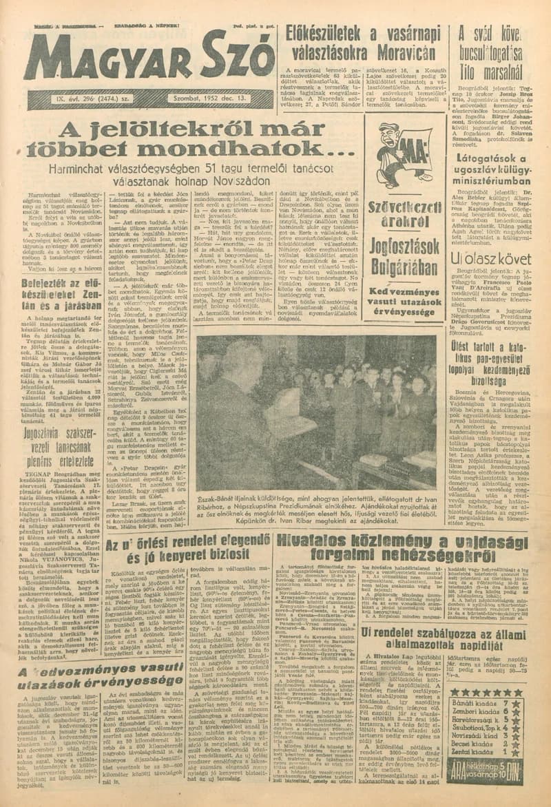 Magyar Szó, 9. évf. 1952. december 13. 296. sz. 1–12. oldal
