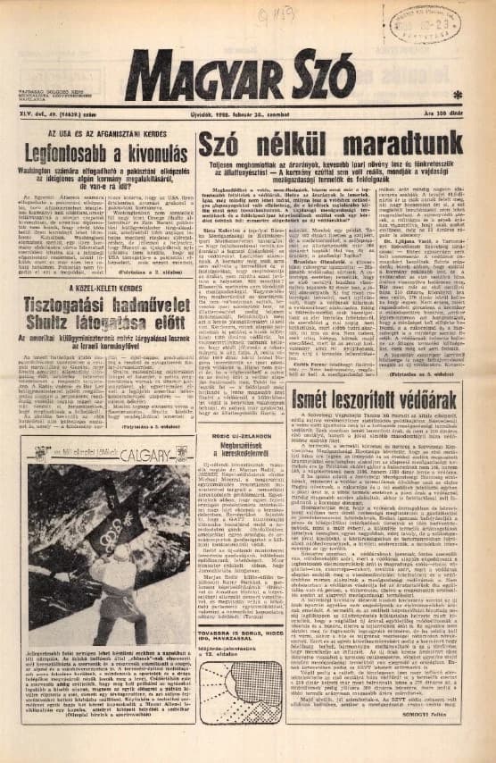 Magyar Szó, 45. évf. 1988. február 20. 49. sz. 1–24. oldal