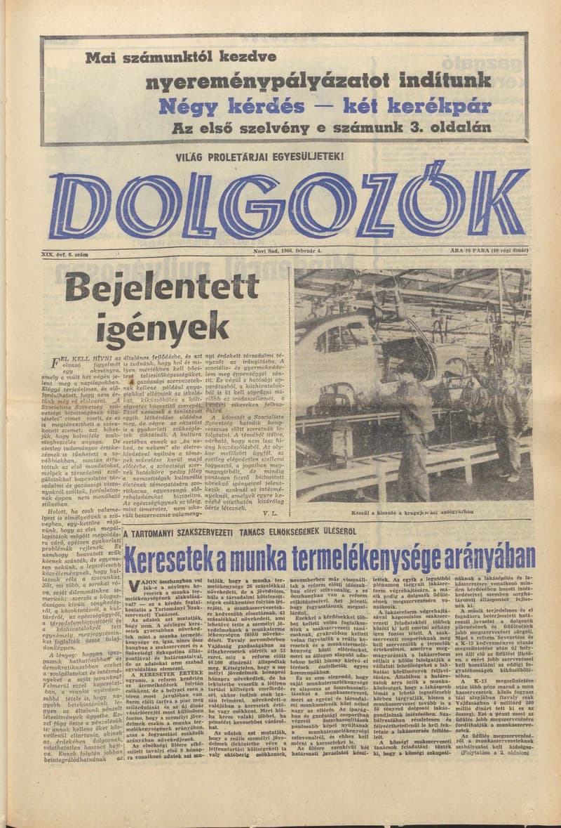 Dolgozók, 20. évf. 1966. február 4. 6. sz.