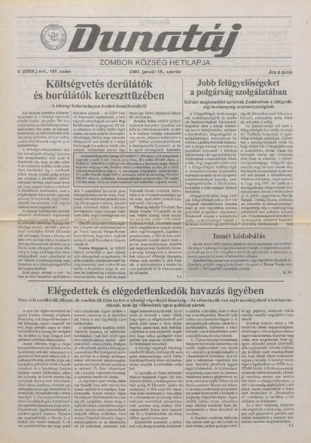 Dunatáj, 5. évf. 2003. január 15. 197. sz.