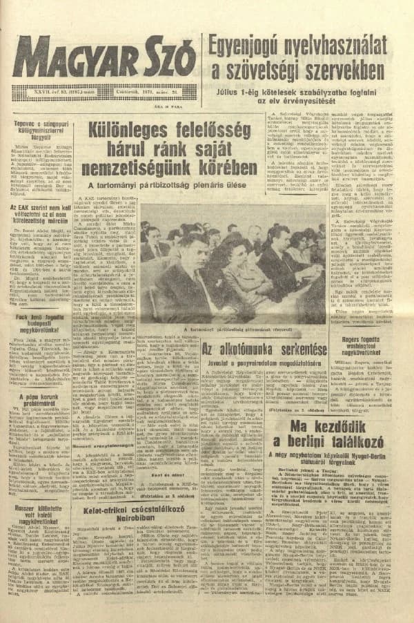 Magyar Szó, 27. évf. 1970. március 26. 83. sz. 1–20. oldal