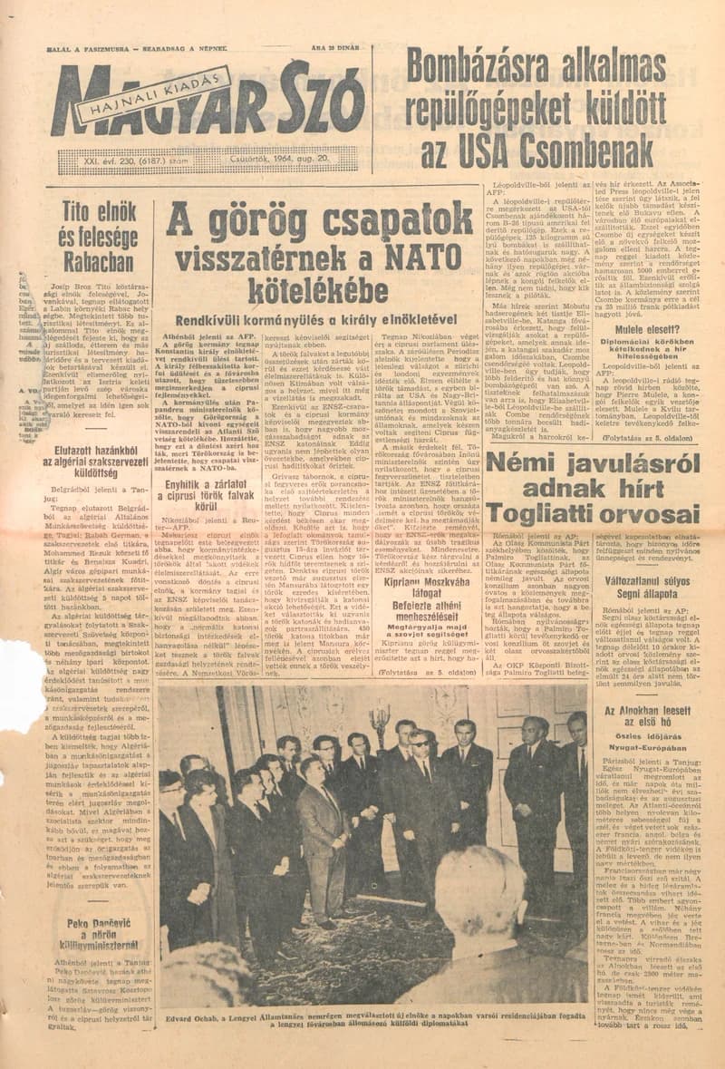 Magyar Szó, 21. évf. 1964. augusztus 20. 230. sz. 1–14. oldal