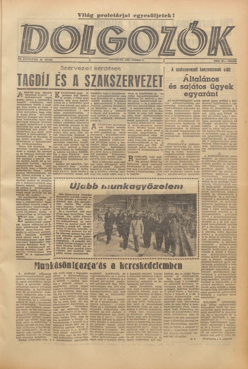 Dolgozók, 9. évf. 1955. október 4. 39. sz.