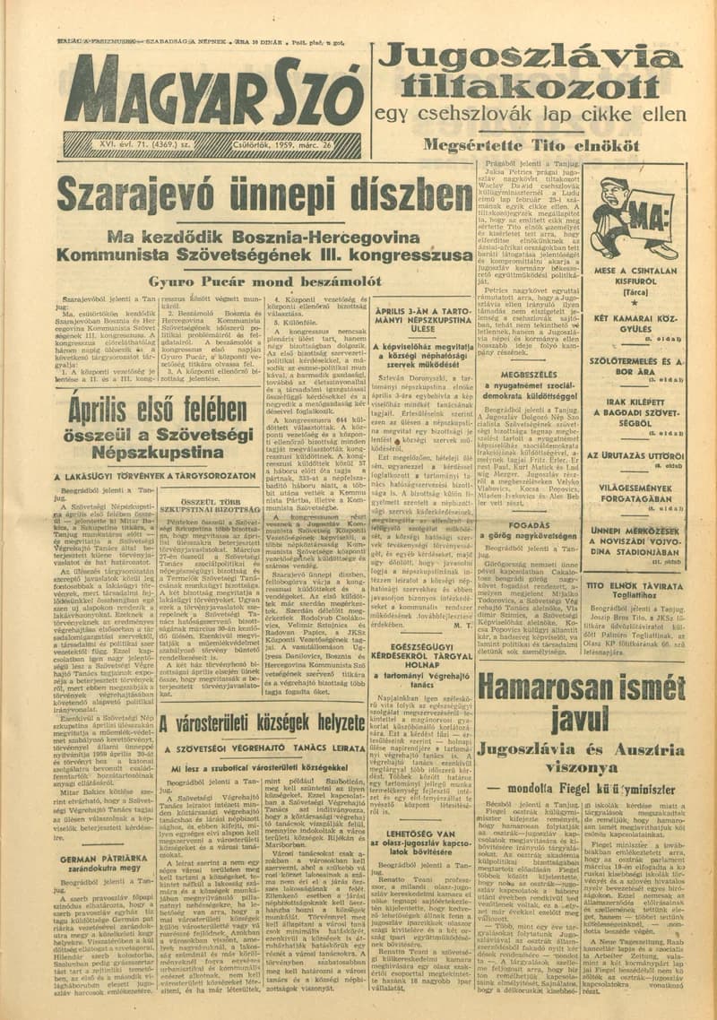 Magyar Szó, 16. évf. 1959. március 26. 71. sz. 1–22. oldal
