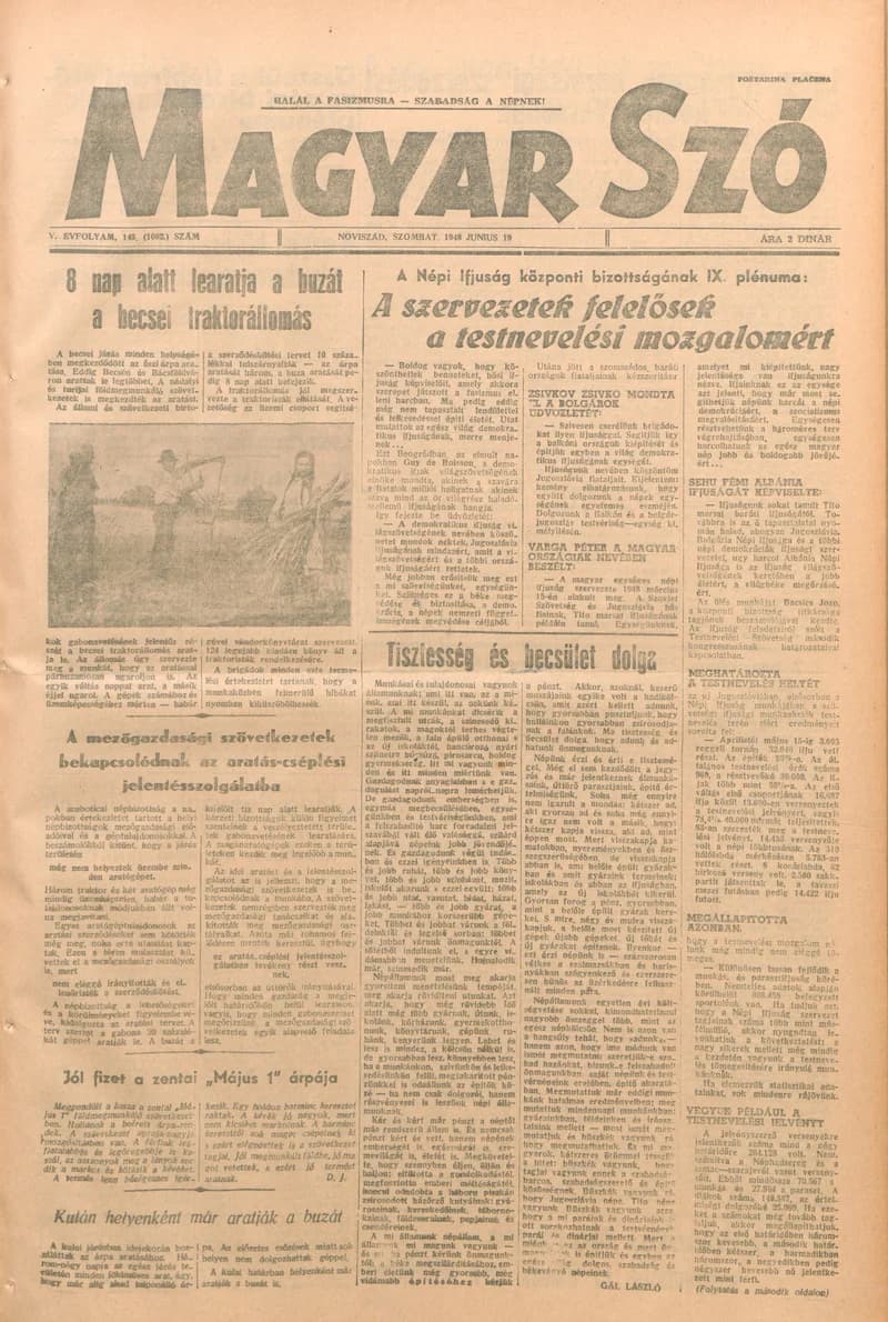 Magyar Szó, 5. évf. 1948. június 19. 145. sz. 1–4. oldal