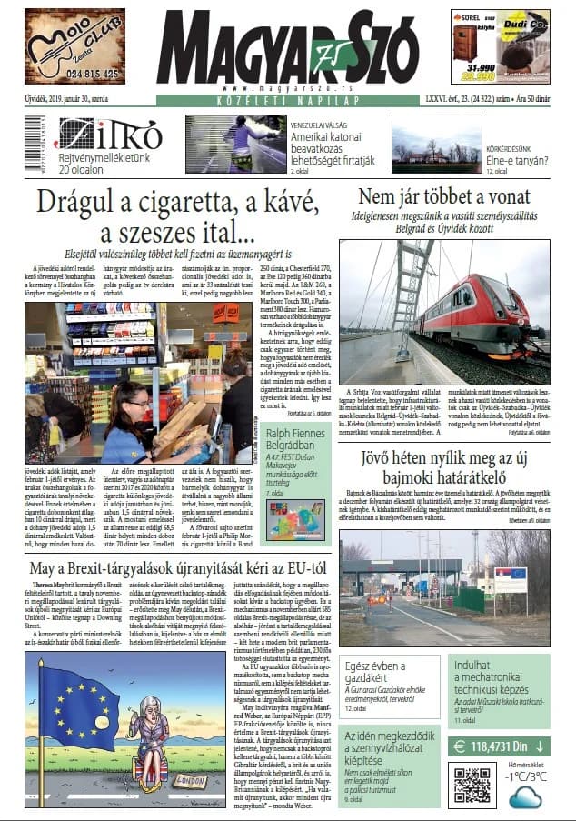 Magyar Szó, 76. évf. 2019. január 30. 23. sz. 1–16. oldal