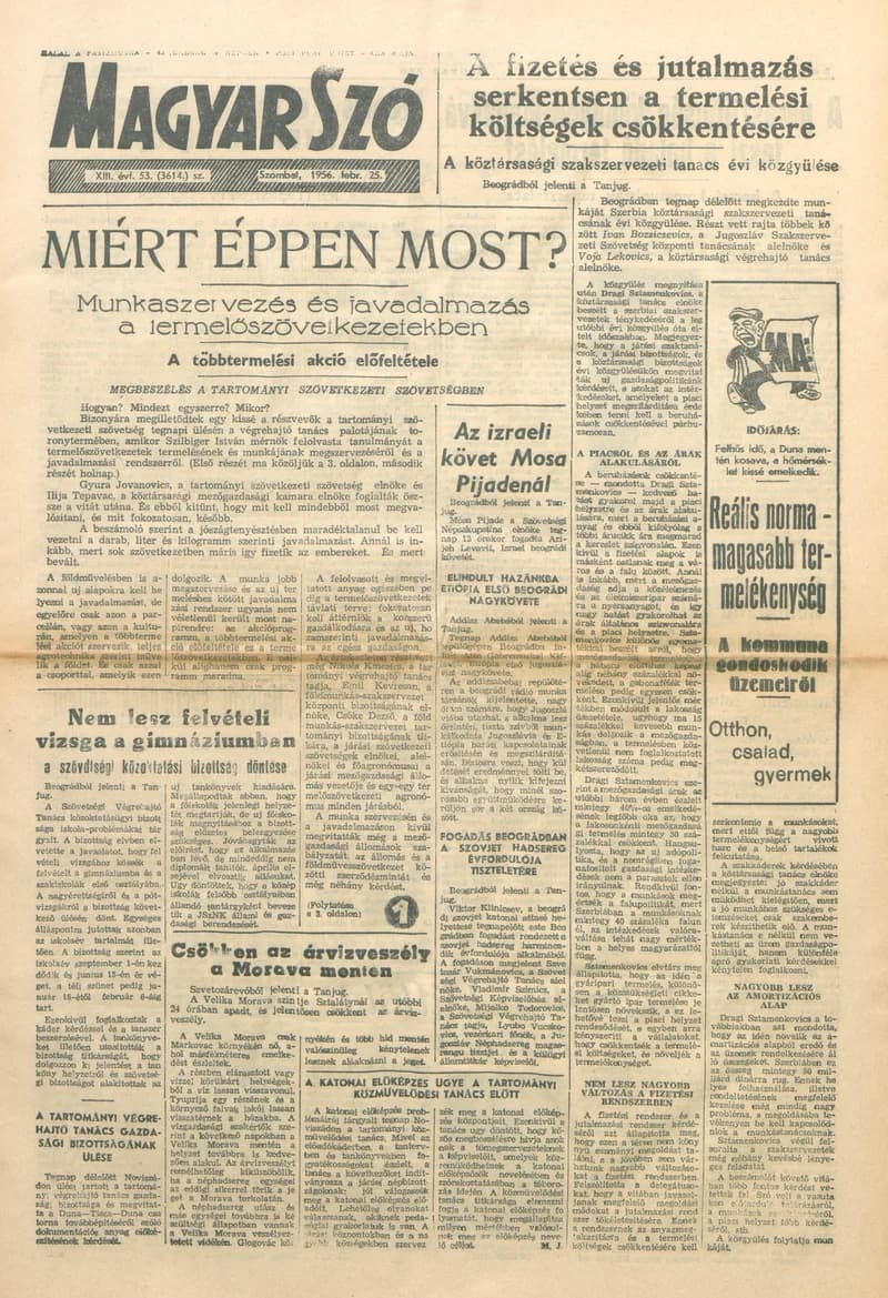 Magyar Szó, 13. évf. 1956. február 25. 53. sz. 1–12. oldal