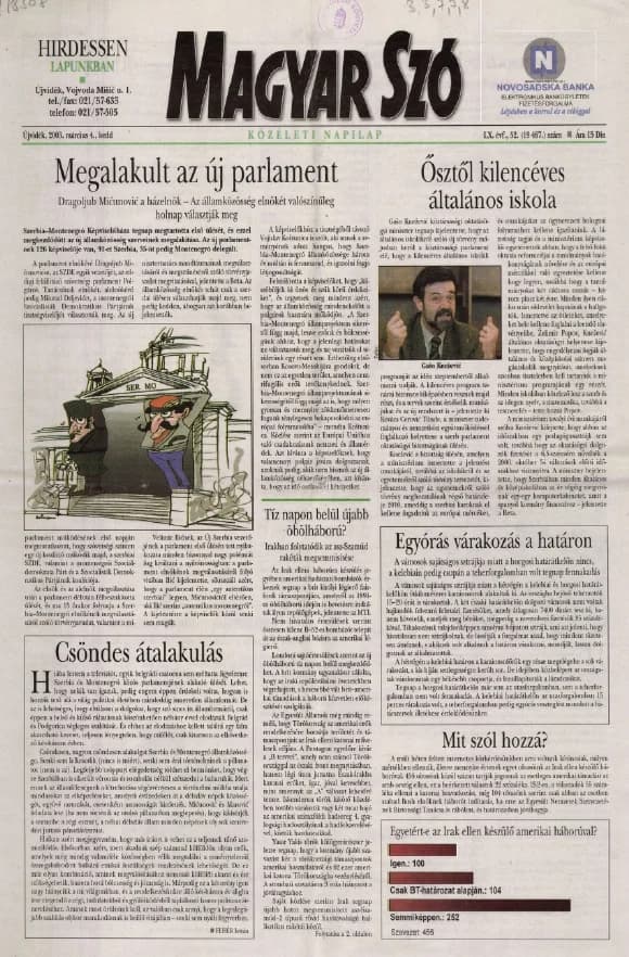 Magyar Szó, 60. évf. 2003. március 4. 52. sz. 1–16. oldal