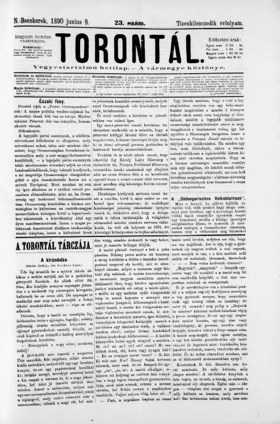 Torontál, 19. évf. 1890. június 8. 23. sz.