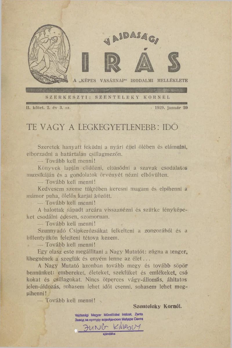Vajdasági Írás, 2. évf. 1929. január 20. 3. sz. 65–96. oldal