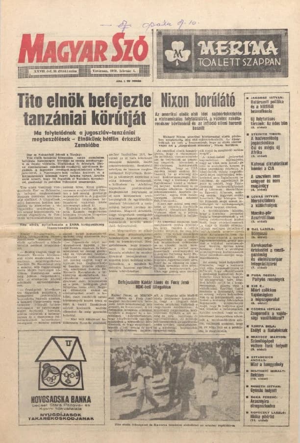 Magyar Szó, 27. évf. 1970. február 1. 30. sz. 1–32. oldal