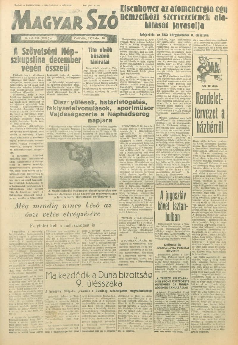 Magyar Szó, 10. évf. 1953. december 10. 338. sz. 1–12. oldal