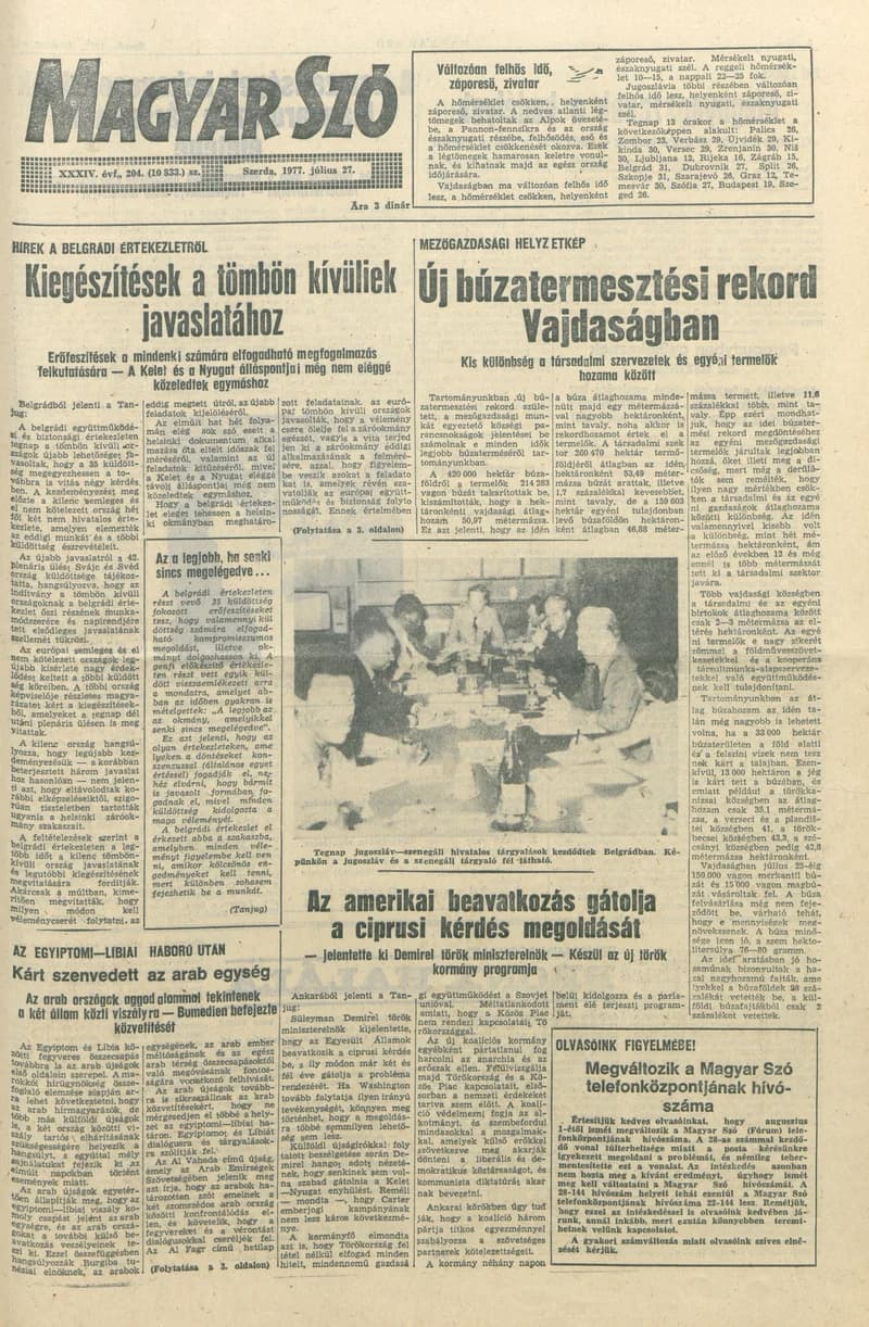 Magyar Szó, 34. évf. 1977. július 27. 204. sz.