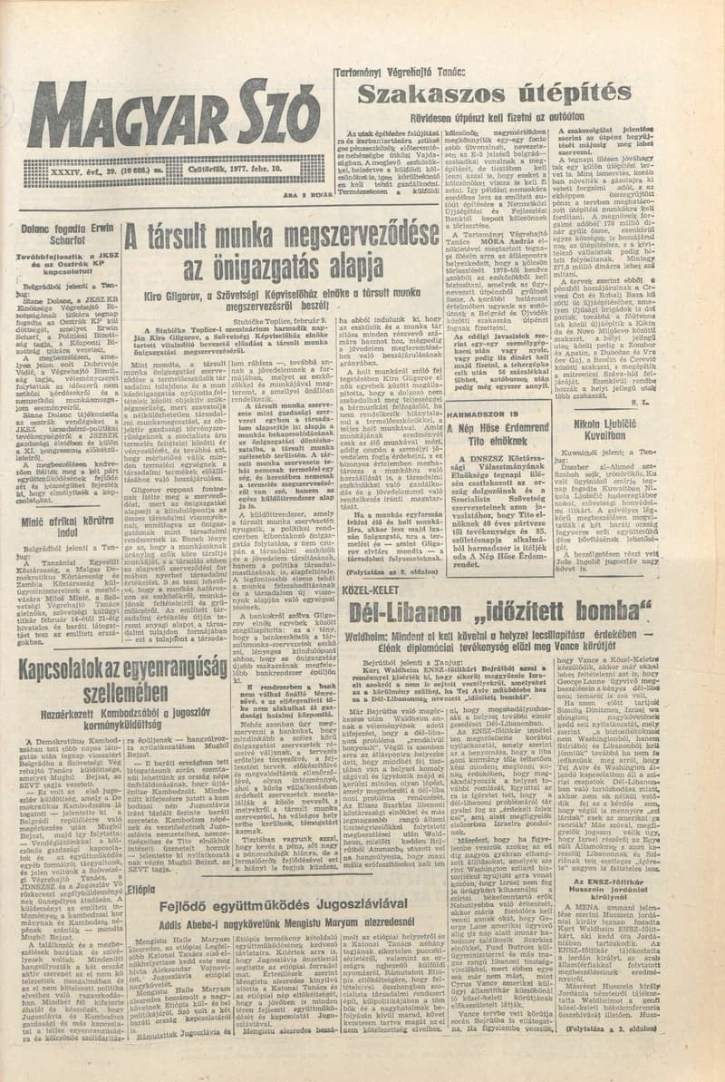Magyar Szó, 34. évf. 1977. február 10. 39. sz.