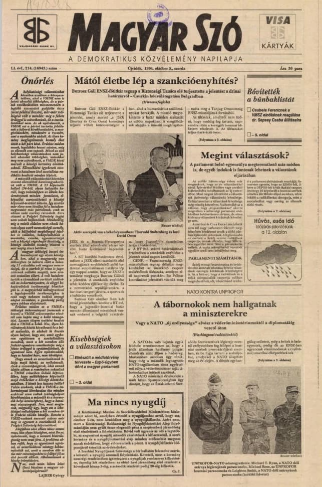 Magyar Szó, 51. évf. 1994. október 5. 214. sz. 1–16. oldal