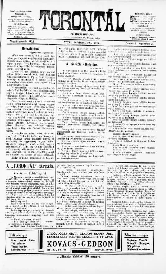 Torontál, 31. évf. 1902. augusztus 21. 190. sz.