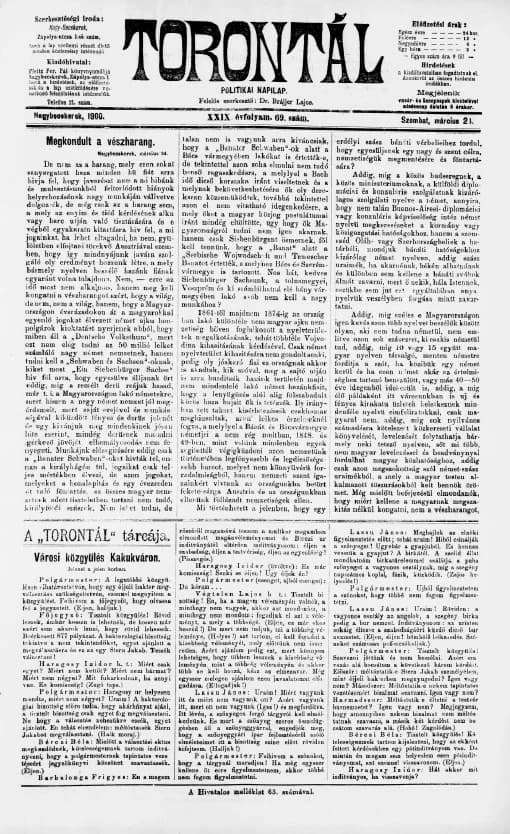 Torontál, 29. évf. 1900. március 24. 69. sz.