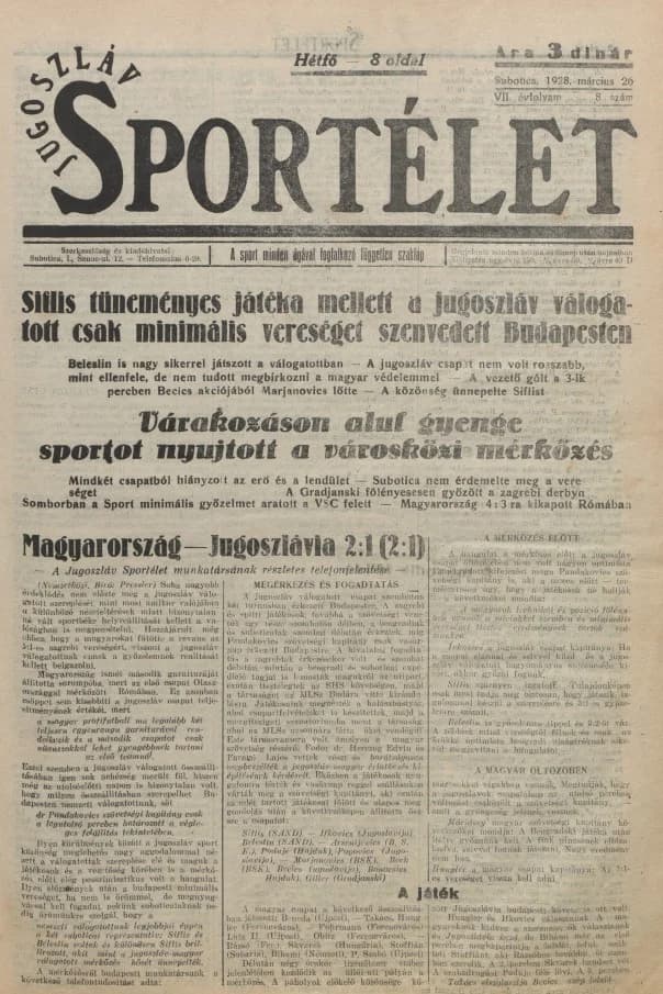 Jugoszláv sportélet, 7. évf. 1928. március 26. 8. sz.